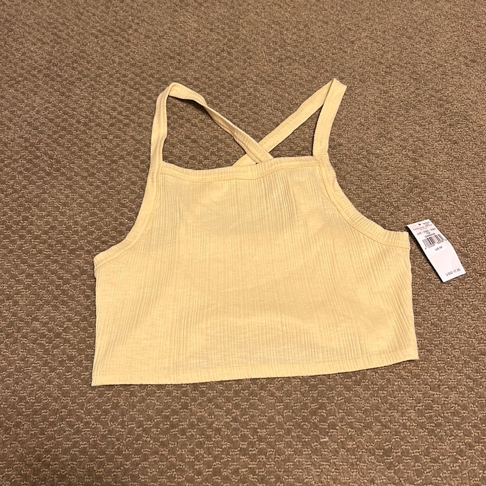 Yellow cross-back tank top